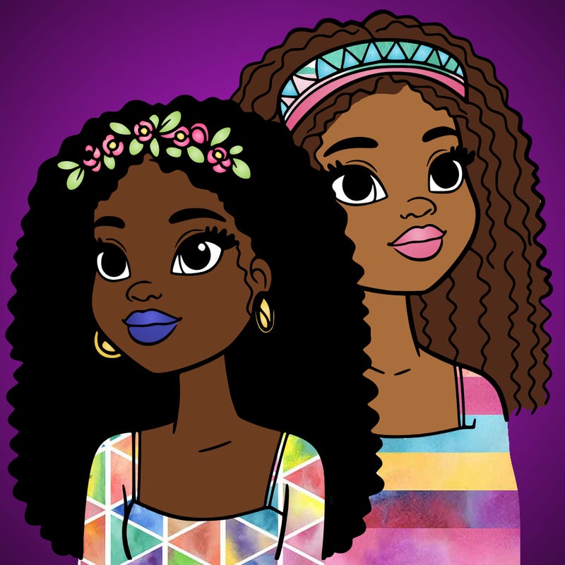 african american with long curly hair