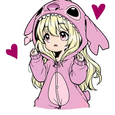 anime girl in a stitch onsie