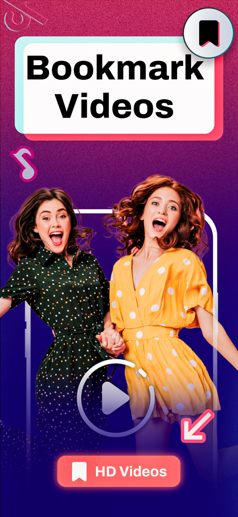 SnapTik - Tik Video Downloader - SnapTik app screen showing the feature to bookmark HD videos