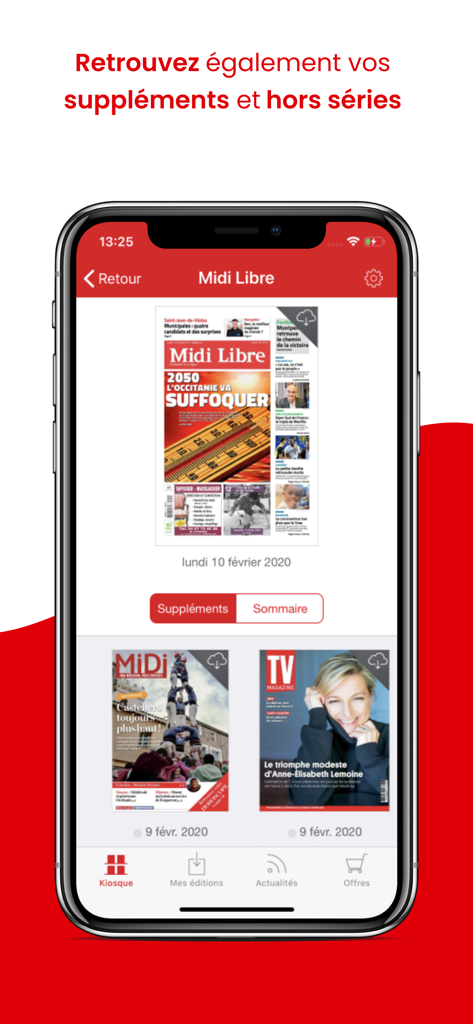 Midi Libre Le Journal - Midi Libre app screen displaying digital supplements including TV Magazine and MiDi