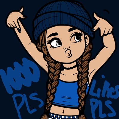 realistic teenage girl with braids and a beanie and crop top doing 🫶🏼