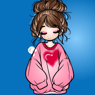 girl with baggy sweatshirt and messy bun