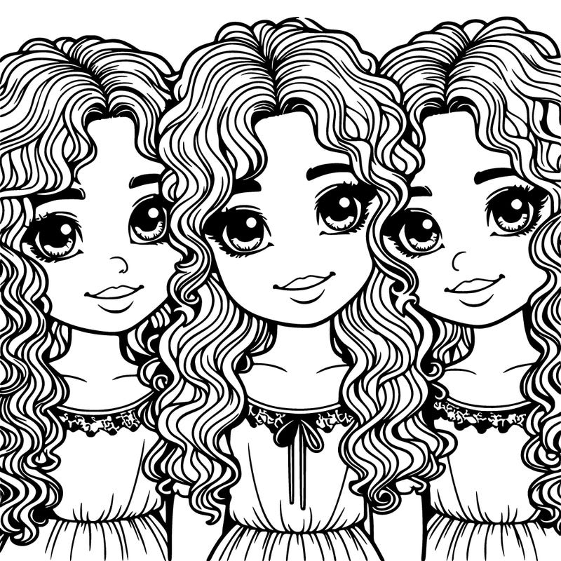 curly hair triplets all girls realistic