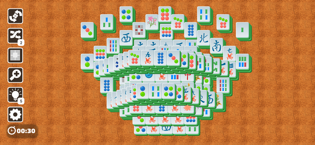 Mahjong Joy - Solitaire Tiles - Classic Mahjong Solitaire board with stacked tiles and traditional symbols