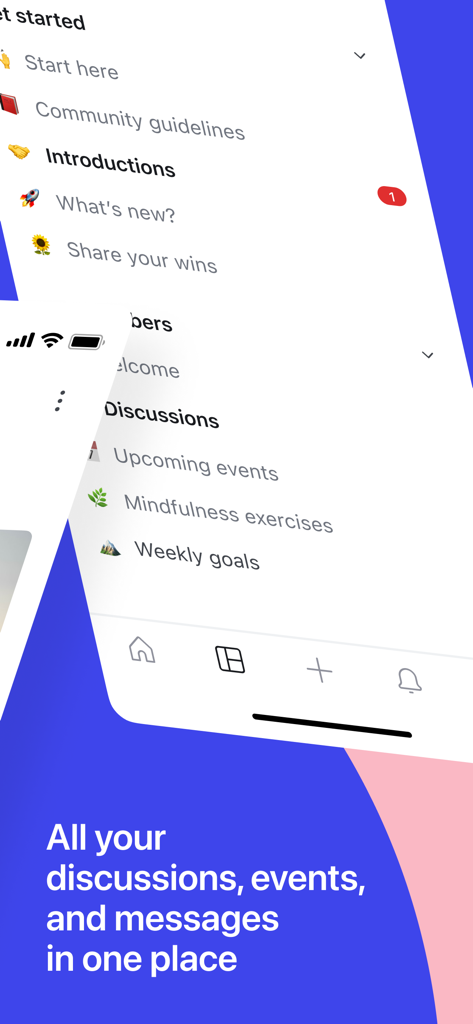 Circle Communities - Circle Communities app interface displaying discussion forums and event schedules