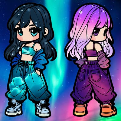 girl in crop top and baggy pants