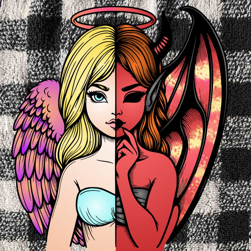 realistic angel half demon