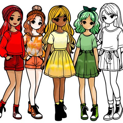 a group of five girls