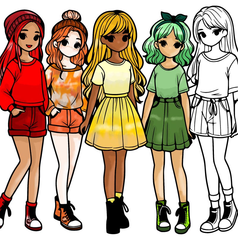 a group of five girls