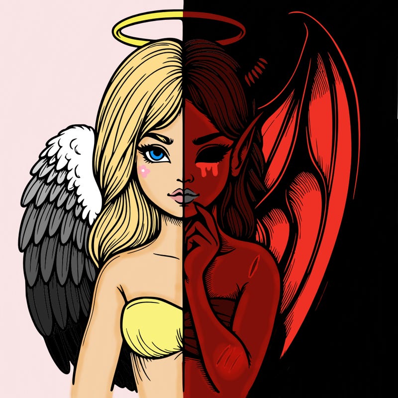 realistic angel half demon