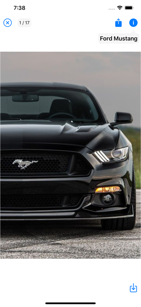 Best Car Wallpapers - All Cars - Frontansicht eines schwarzen Ford Mustang in einer hochauflösenden Auto-Wallpaper-App