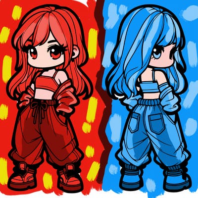girl in crop top and baggy pants