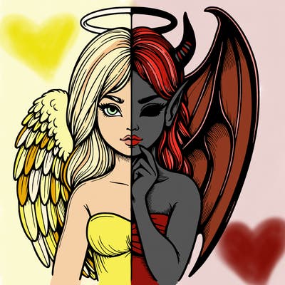 realistic angel half demon