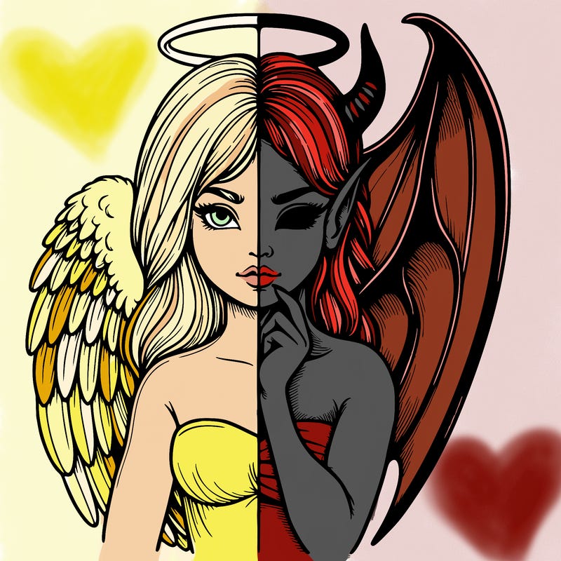 realistic angel half demon