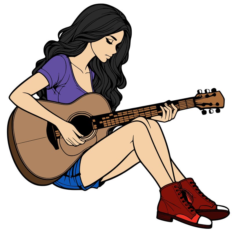 realistic woman play guitar