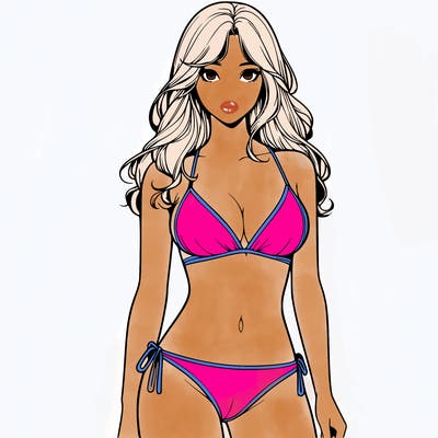 realistic girl with a revealing swimsuit