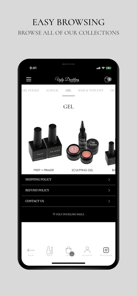 Ugly Duckling Nails Inc. - Browsing the gel nail collection on the Ugly Duckling Nails mobile app