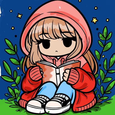 girl in oversized hoodie reading a book