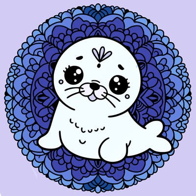 a cute baby seal mandala