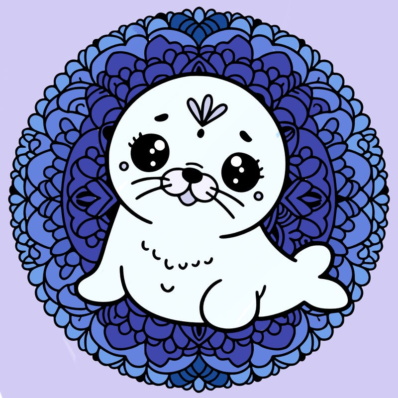 a cute baby seal mandala