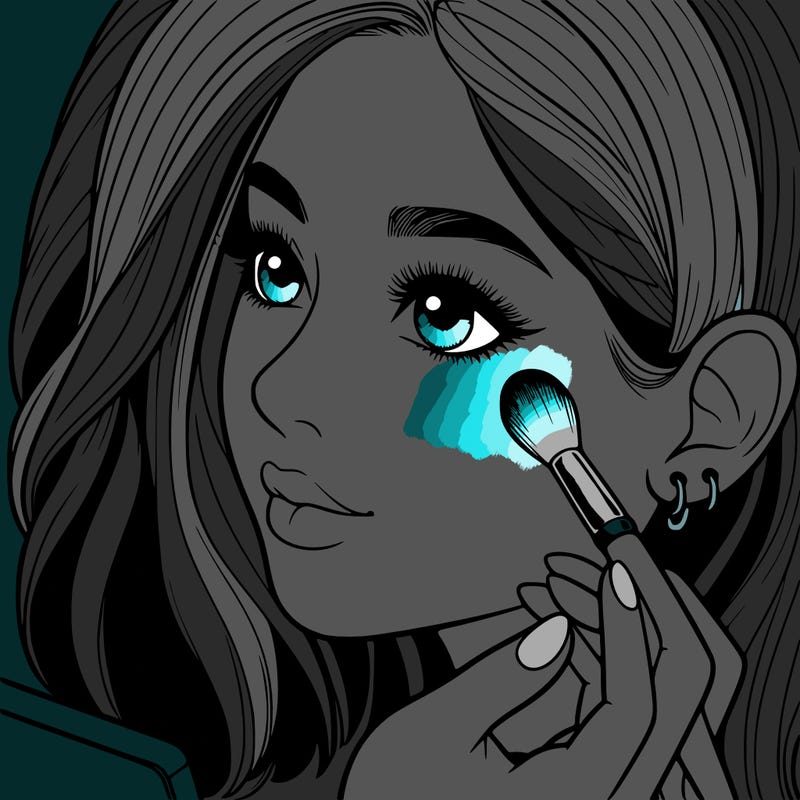 a realistic girl doing her makeup