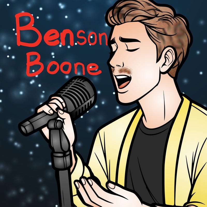 benson boone singing realistic and detailed