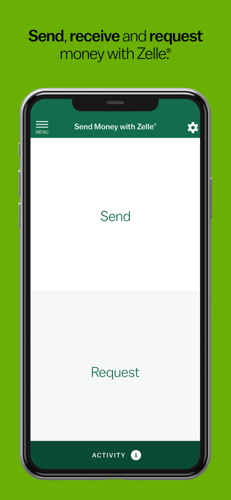 M&T Mobile Banking - MT Bank Mobile App-Bildschirm mit Optionen zum Senden und Anfordern von Geld über Zelle