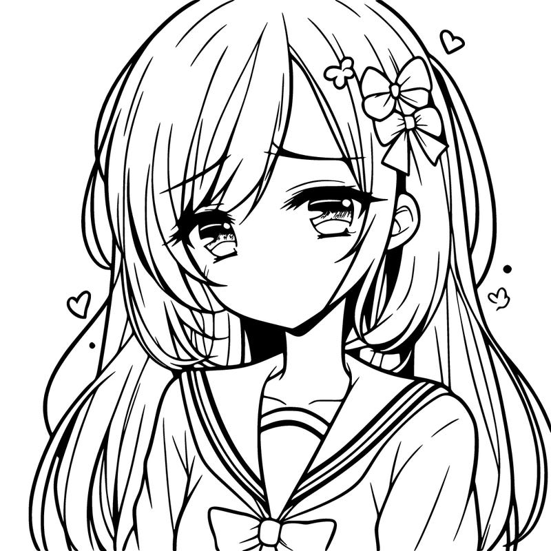 anime woman with bittersweet face