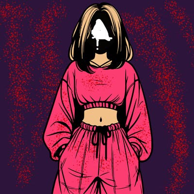 realistic girl faceless with baggy pants and a crop top