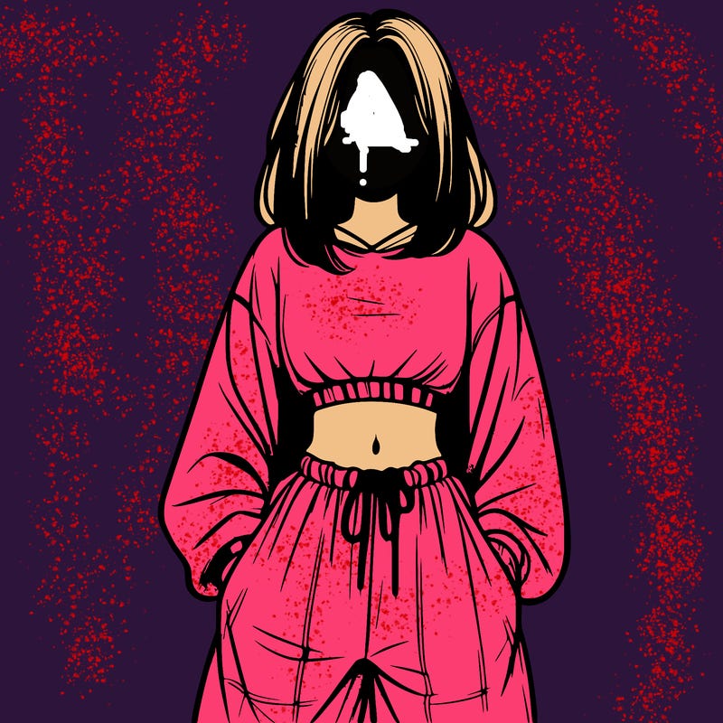 realistic girl faceless with baggy pants and a crop top