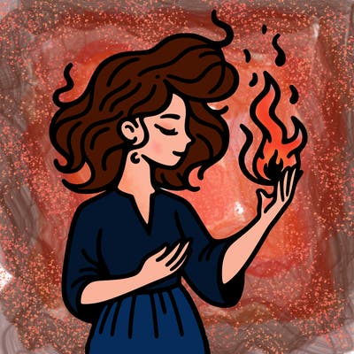 woman with fire