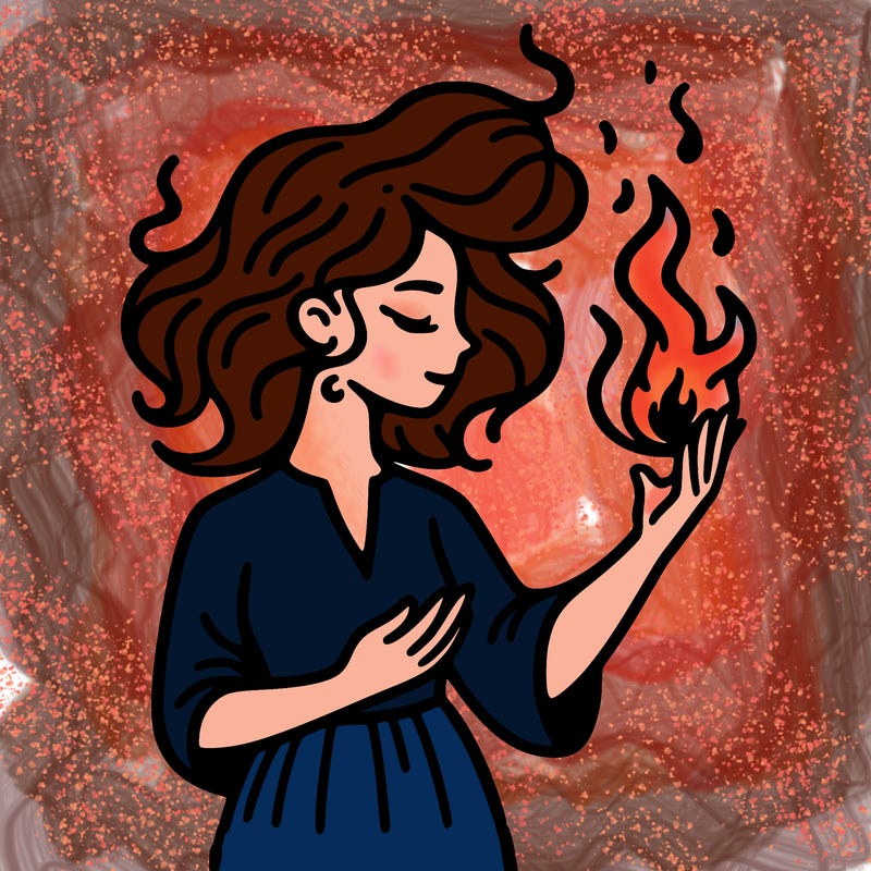 woman with fire