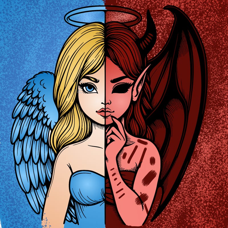 realistic angel half demon