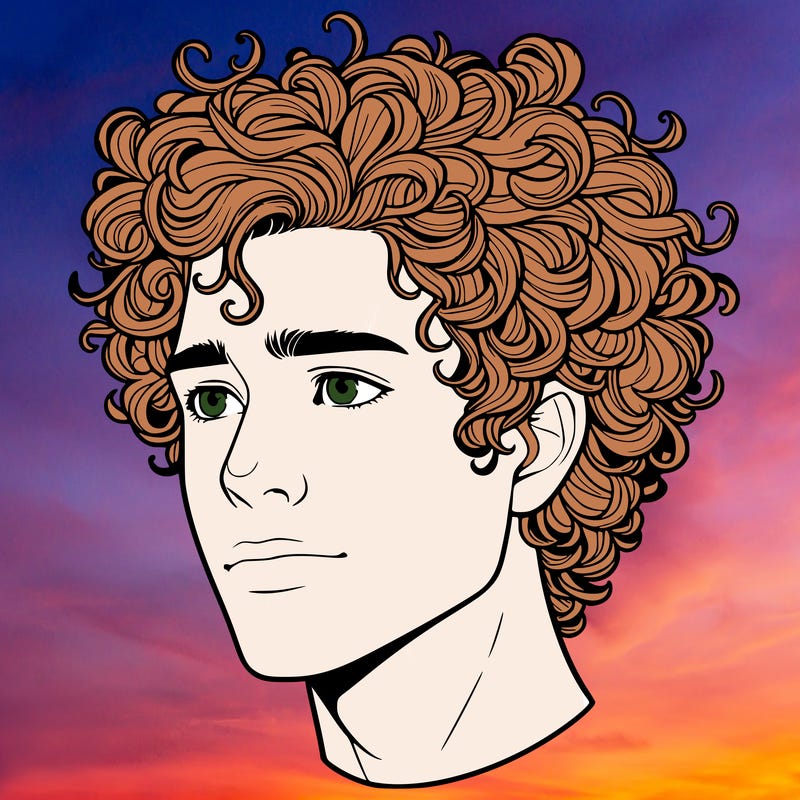 realistic guy with curly hair