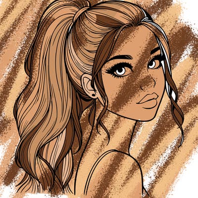 realistic pretty girl with high pony tail