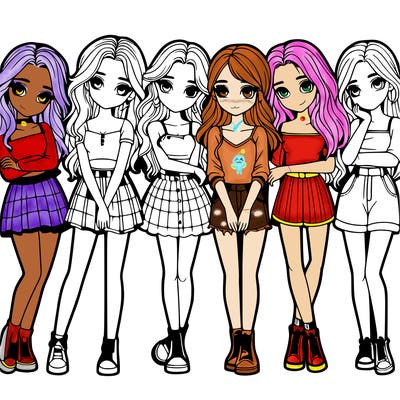 a group of girls realistic