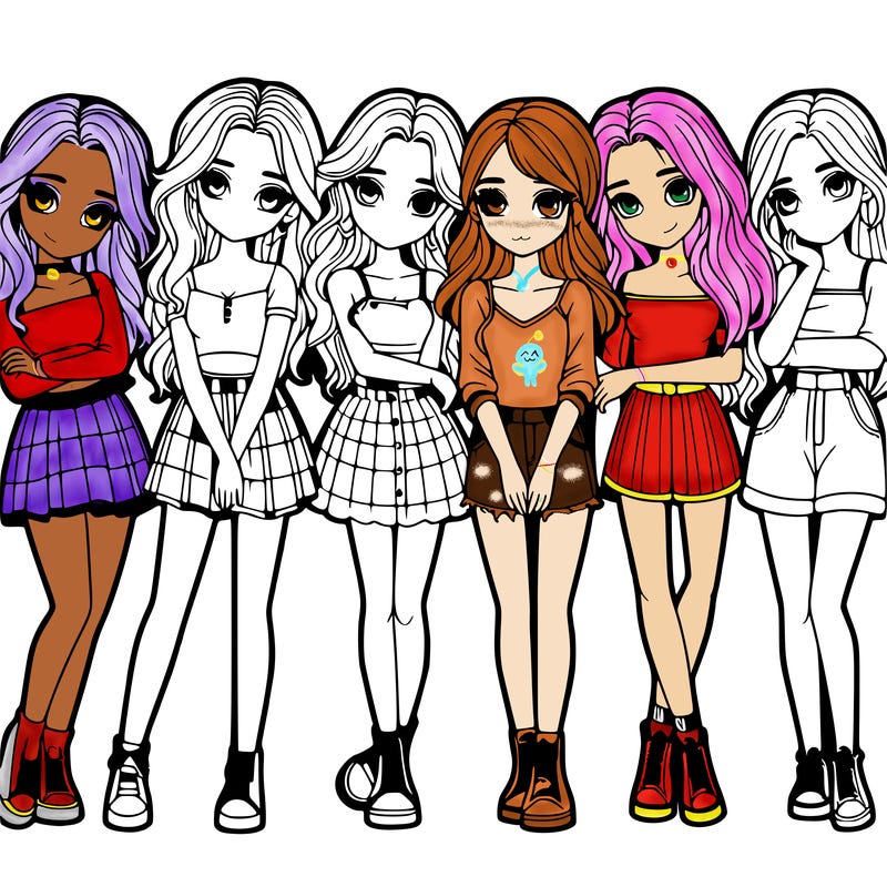a group of girls realistic