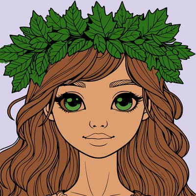 realistic girl with fall leaf crown