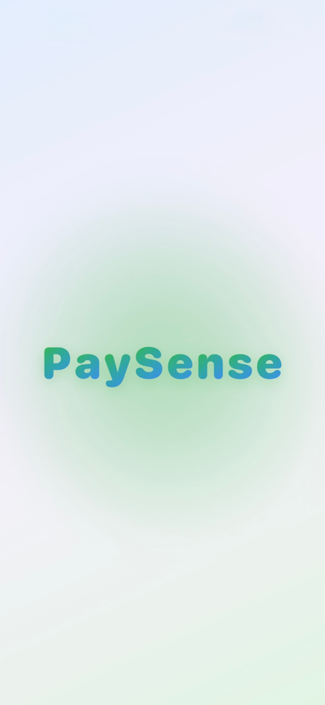 PaySense - Logo de l'application de budgétisation PaySense sur un fond dégradé vert moderne