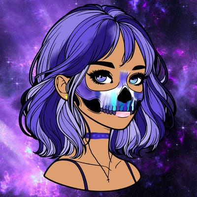 realistic girl with skull