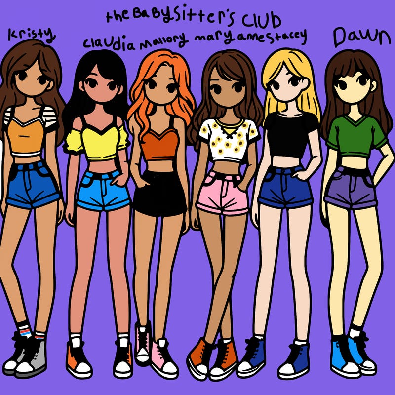 a group of girls wearing crop tops and shorts