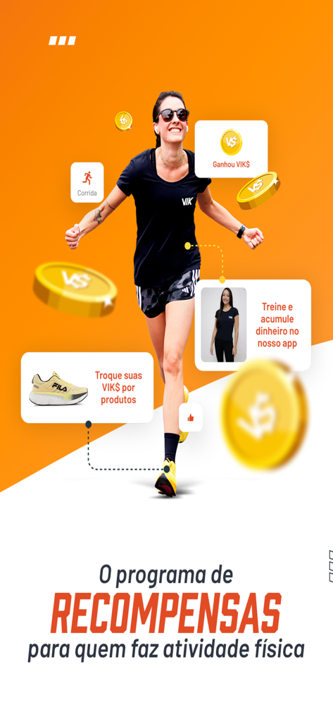 VIK - A woman running and earning digital rewards and coins in the VIK fitness app