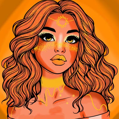 realistic girl with wavy hair and lips