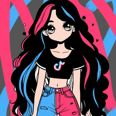 girl with long hair with jeans and crop top