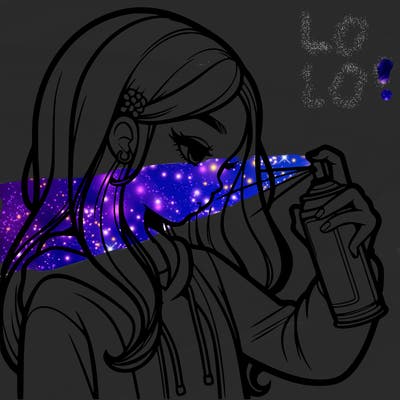 a realistic girl spray painting