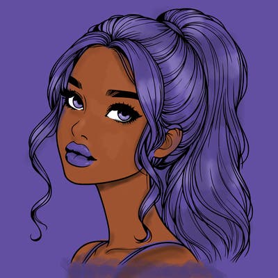 realistic girl with a ponytail on her hair and lips