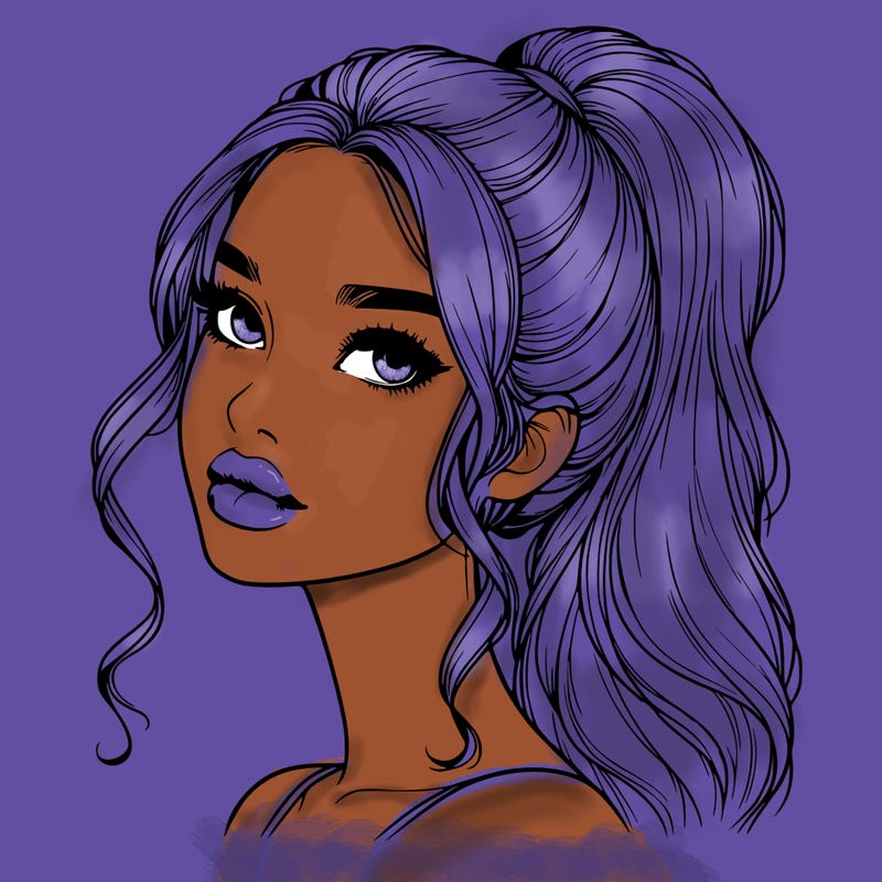 realistic girl with a ponytail on her hair and lips