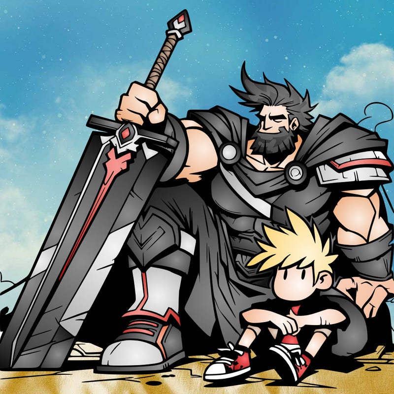 guts from berserk chilling with ichigo from bleach