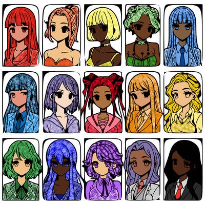 girls that look diffrent anime