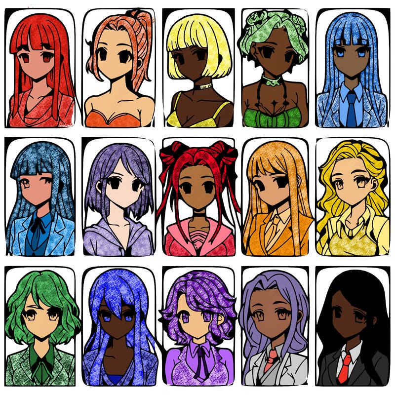 girls that look diffrent anime